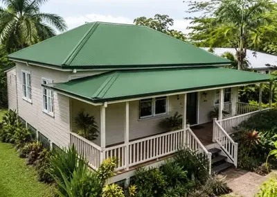 Metal roof restoration work on a residential home in Darwin